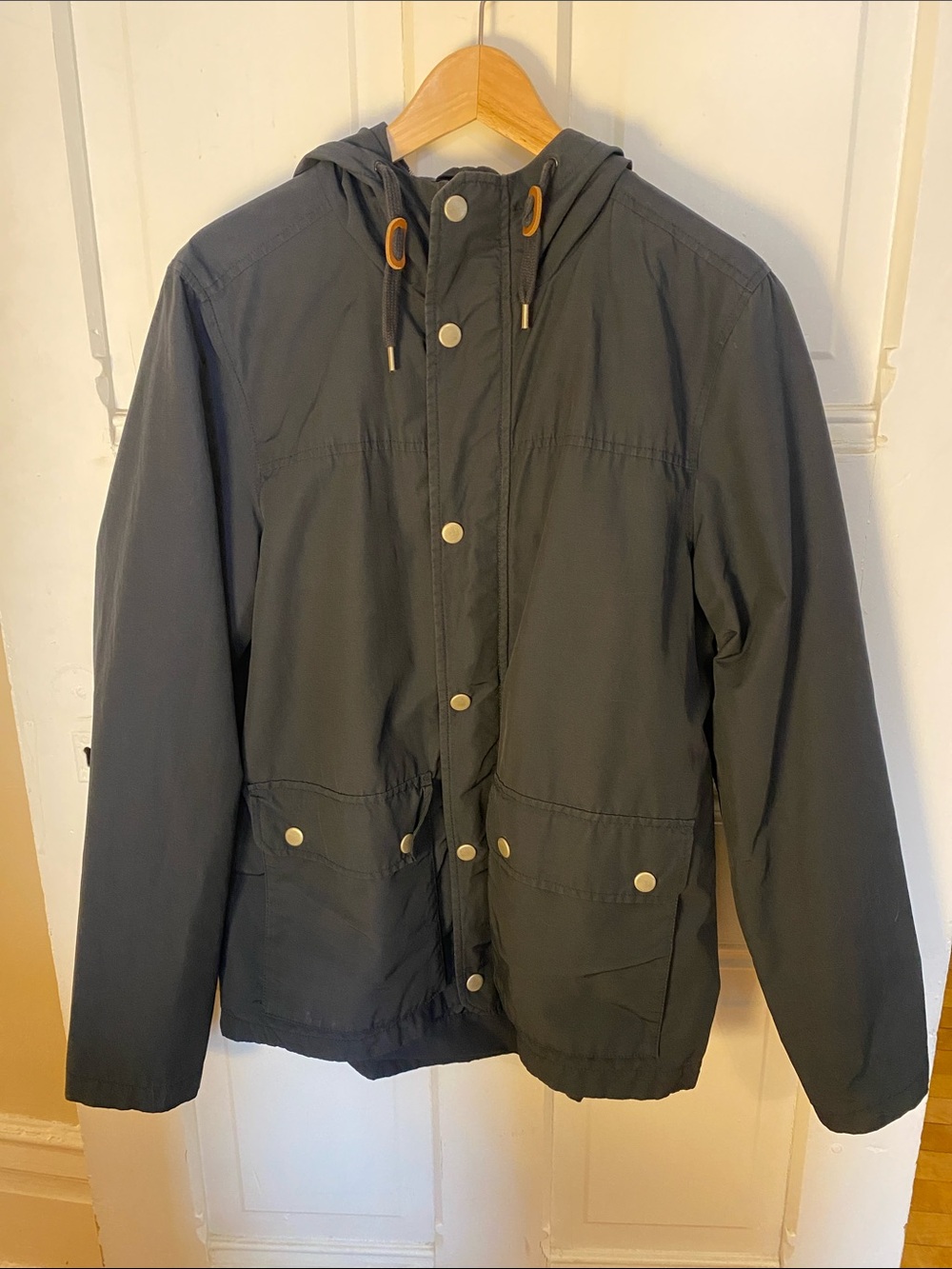 GAP Men's Hooded Jacket in Charcoal with Contrast Cord Accents